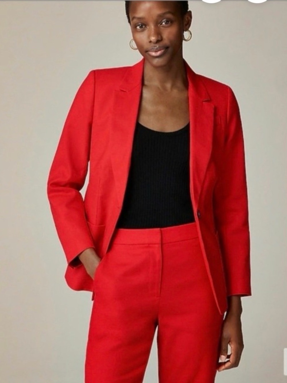 J Crew Red Linen Blend Tailored Women's Blazer - Single-Button Jacket - Size 6